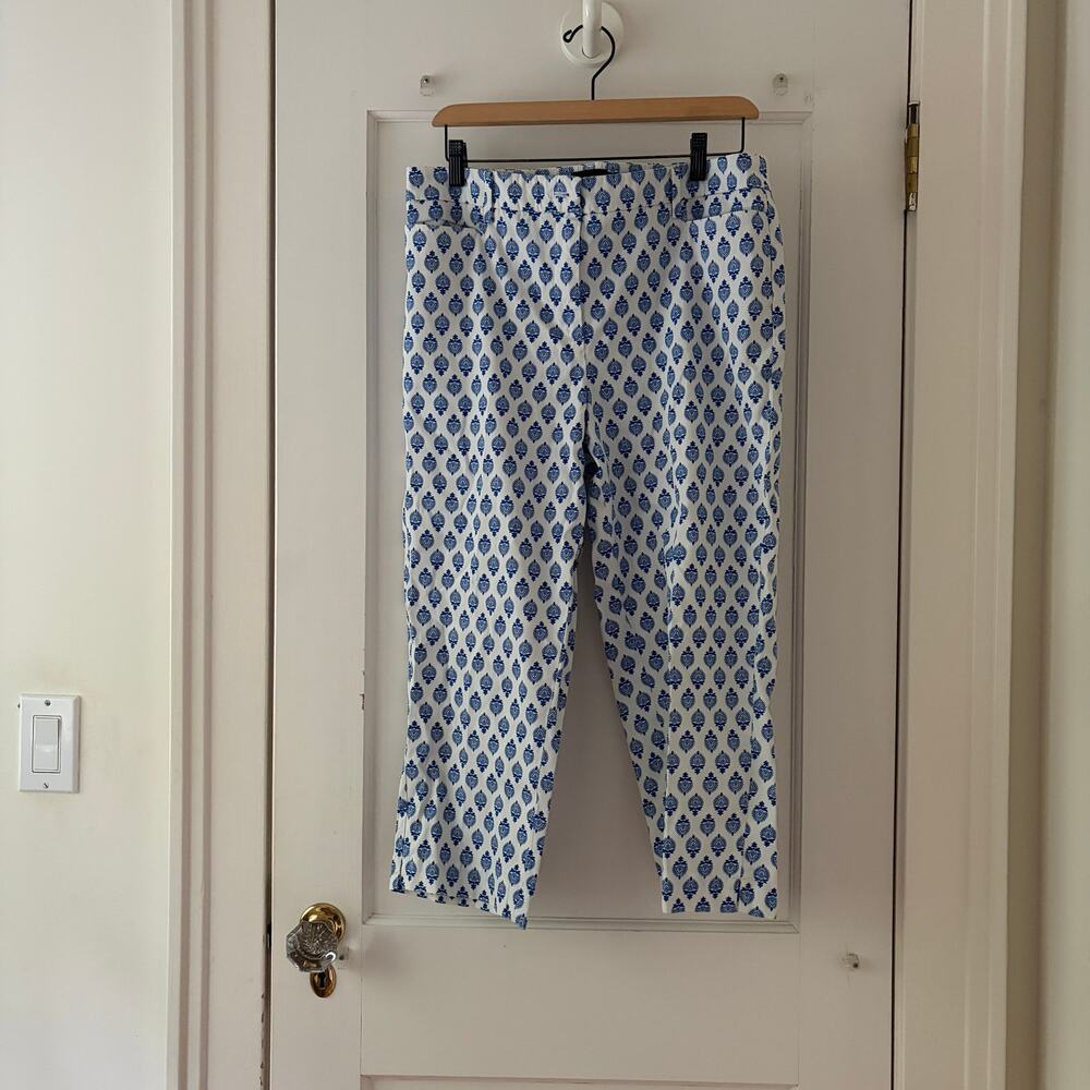 Talbots Perfect Skimmer Pants Size 10 Blue White Cotton - Picture 11 of 11